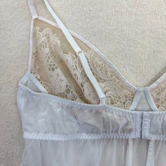 Y2K Cacique Baby Doll White Sheer Lace Mini Slip Size 26/28 - Picture 8 of 8